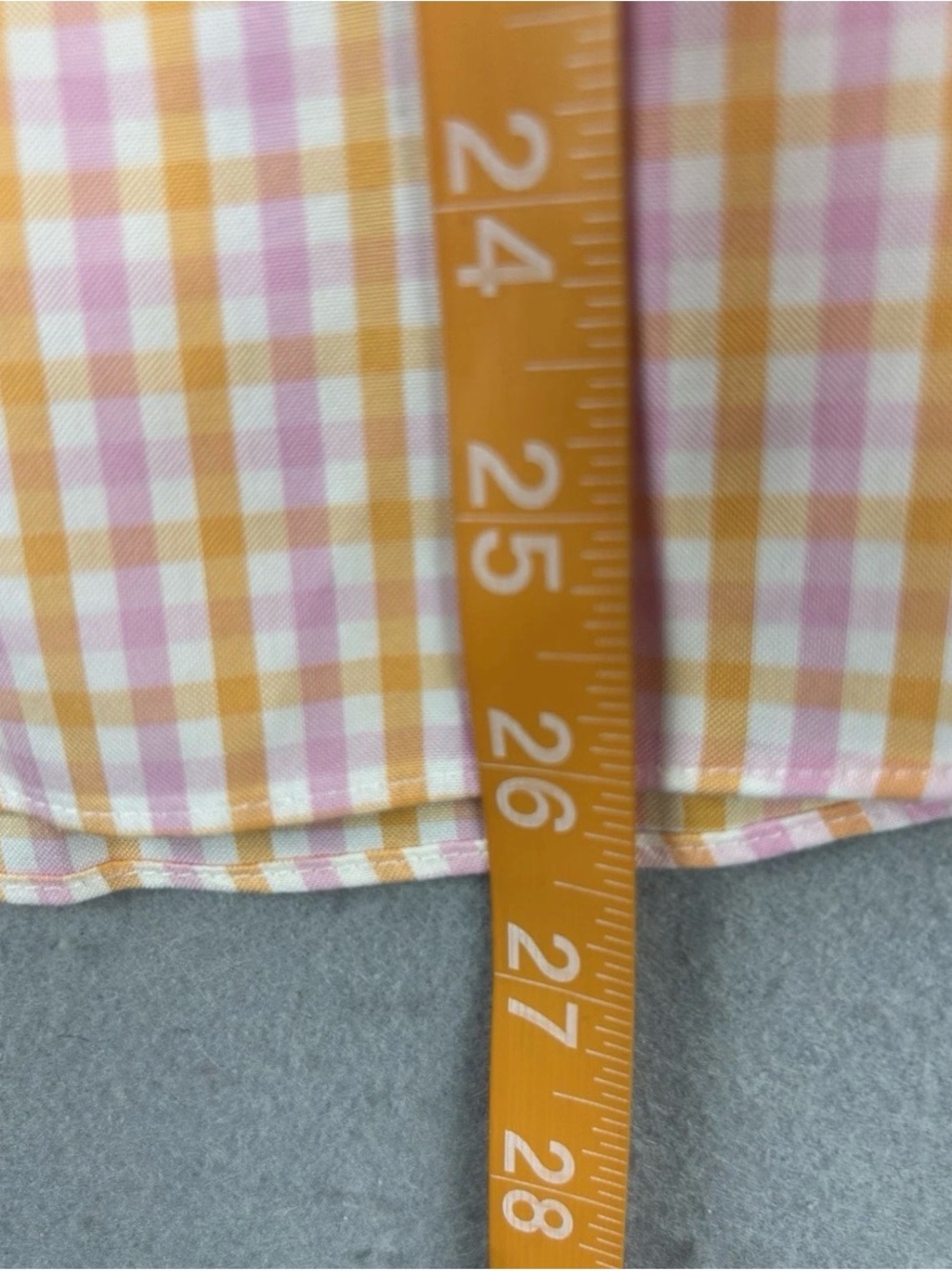 Lands End Women's Shirt Size Plus 16 Orange Gingham Cotton Button Preppy Spring - Picture 6 of 7